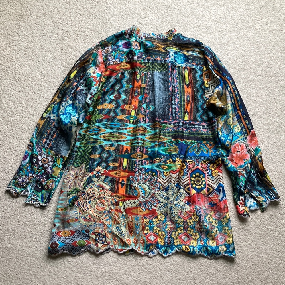 Johnny Was silk top - Picture 7 of 10
